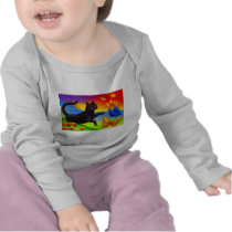 Black Cat Painting Butterflies Art - Multi T Shirt