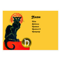 BLACK CAT PARTY MONOGRAM BUSINESS CARDS