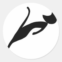 black cat round stickers