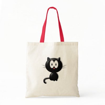 Black Cat Scardy Cat Halloween Gift Tote Bags by NixxysPicks