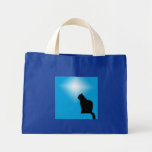 Black cat silhouette and star canvas bag