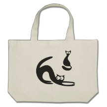 Black Cat Silhouette Canvas Bag