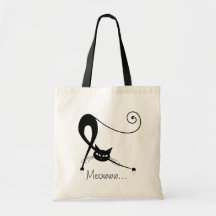 black cat silhouette totebag