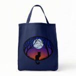 Black Cat Tote Bag Cat Grocery Bag Halloween