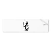 Black Cat Touching Stars Bumper Sticker