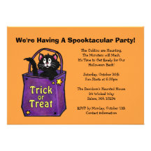 Black Cat "Trick or Treat" Halloween Invite