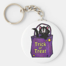 Black Cat "Trick or Treat" Keychain