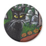 Black cat Vampire Halloween art Fridge Magnets