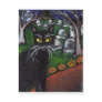 Black cat Vampire Halloween art Post Cards