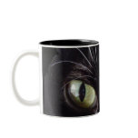 Black Cat, White Whiskers, Green Eyes Coffee Mug