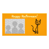 Black Cat, Winking. Personalized Photo Card