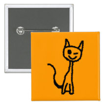 Black Cat, Winking. Pinback Button