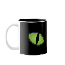 Black Cat With Big Green Eyes Mug