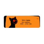 Black cat with red eyes Halloween address label labels
