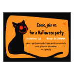 Black cat with red eyes Halloween invitation card invitations