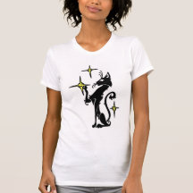 Black Cat with Stars Tee