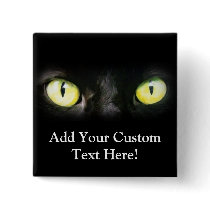 Black Cat, Yellow Green Eyes, Sleek and Spooky Pin
