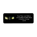 Black Cat, Yellow Green Eyes, Sleek and Spooky labels