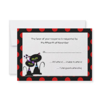 Black Cats and Polka Dots Wedding Response Card Personalized Announcements