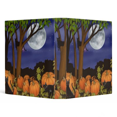 Black Cats in Pumpkin Patch Avery Binder by twopurringcats