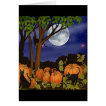Black Cats & Pumpkins Greeting Card