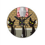 Black Cats Whimsical Clock