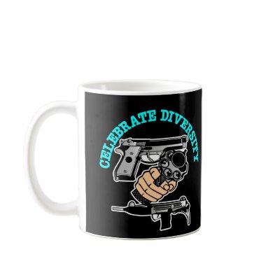 Black Celebrate Diversity Guns Mug by WhiteTiger_LLC