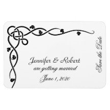 Black Celtic Knot Corner Vine Save the Date Flexible Magnet