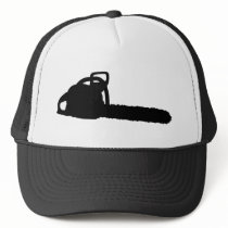 black chainsaw trucker hat