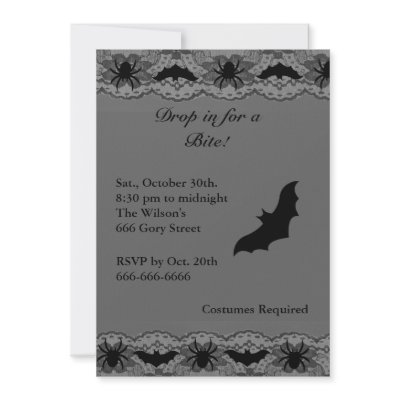 Black Chandelier and Bats Halloween Invitation by prettyfancyinvites