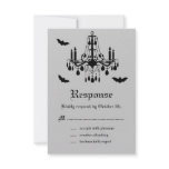 Black Chandelier and Damask RSVP Invite