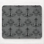 black chandelier damask pattern mousepads