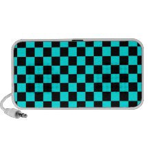 Black checkers on blue background iPod speakers