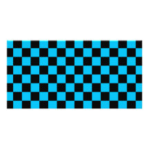 Black checkers on blue background custom photo card