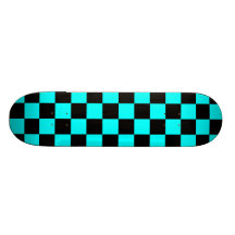 Black checkers on blue background custom skateboard