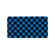 Black checkers on dark blue background personalized address label