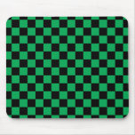 Black checkers on green background mouse pad