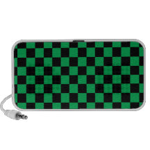 Black checkers on green background PC speakers
