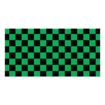 Black checkers on green background picture card