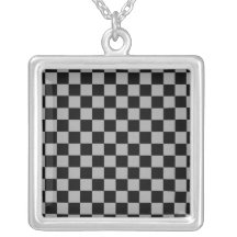 Black checkers on grey background custom jewelry