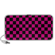 Black checkers on pink background iPod speaker