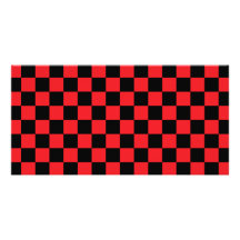 Black checkers on red background photo greeting card