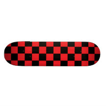 Black checkers on red background skate board decks