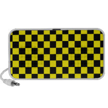 Black checkers on yellow background iPod speakers