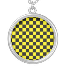 Black checkers on yellow background custom jewelry