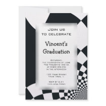 Black Checks Graduation Party Invitation