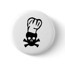 black chef skull chefs head cook buttons