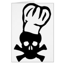 black chef skull chefs head cook greeting card
