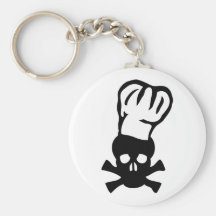 black chef skull chefs head cook keychain