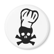 black chef skull chefs head cook fridge magnets